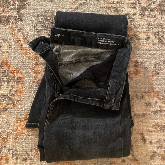 7 For All Mankind No Filter Ultra High Rise Skinny Bootcut Edelweiss (Gray) 30 - Picture 3 of 4